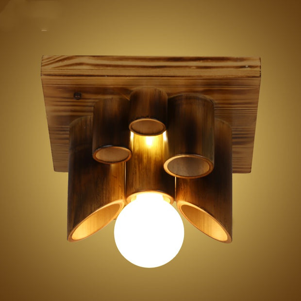 Wooden bamboo ceiling lamp
