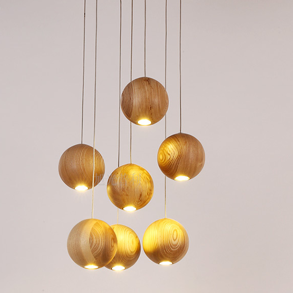 Solid wood ball chandelier