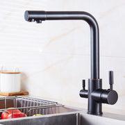 Copper Swivel Kitchen Faucet - Hot and Cold