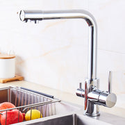 Copper Swivel Kitchen Faucet - Hot and Cold